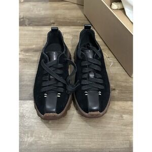 Feit Women's Sz EU 35 US 5 Latex Low Walker Black Suede Made In Italy NIB